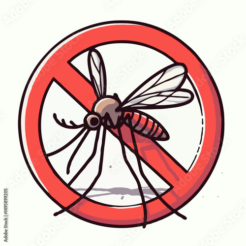 Mosquito inside red prohibition sign