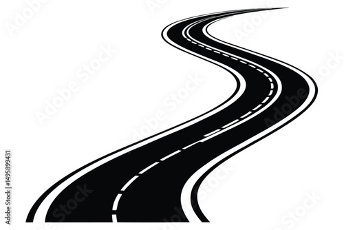  Curved Road Silhouette Vector Icons – Highway and Street Pathway Collection​