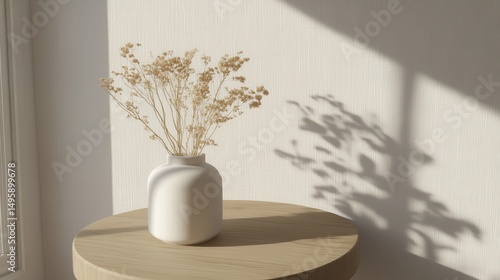 Elegant dried flowers in a simple vase.