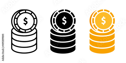 Coin icon set. for mobile concept and web design on white background