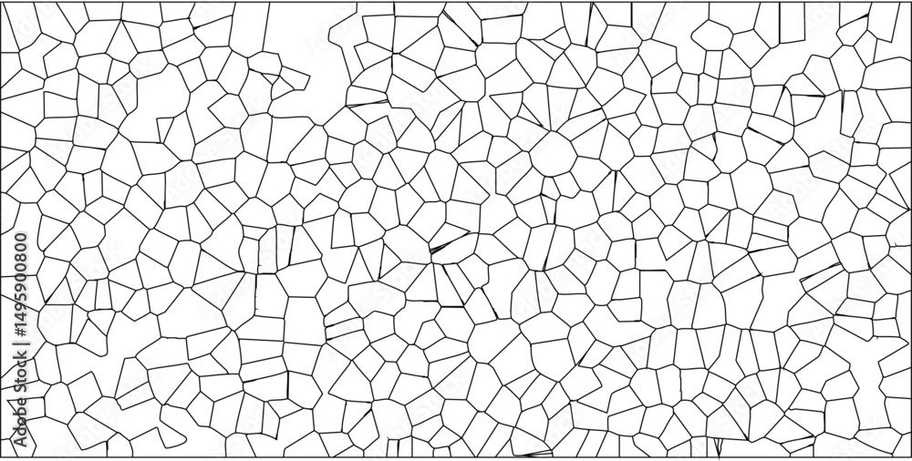 Obraz premium Abstract black and white geometric pattern cellular structure with irregular polygon shapes forming a complex organic textured design suitable for backgrounds.