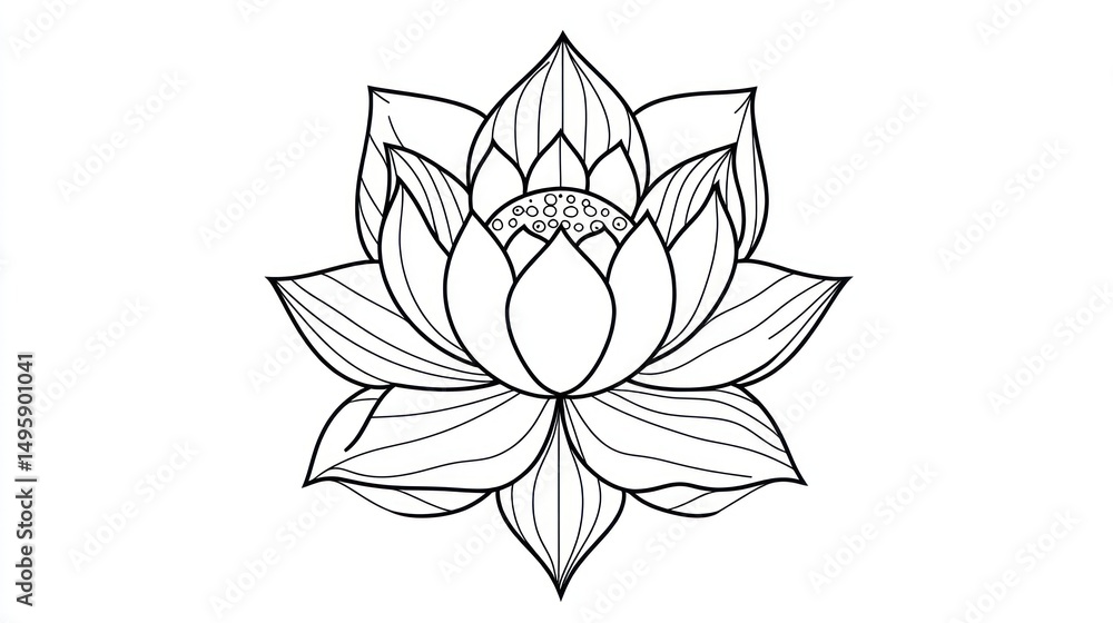 Ornate lotus flower graphic design, for print or digital use Ornate lotus flower graphic design, for print or digital use