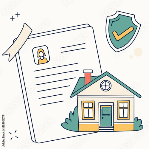 House insurance document woman profile homeowner protection