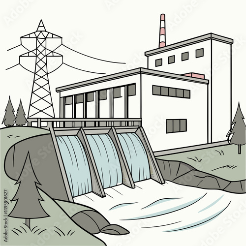 Hydroelectric dam power plant generating clean energy