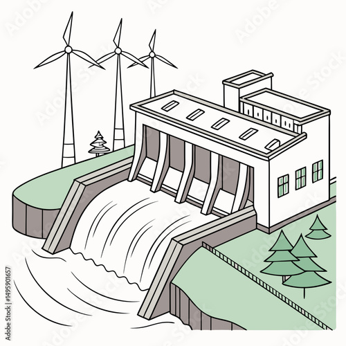 Hydroelectric dam power generation renewable energy wind turbines green energy
