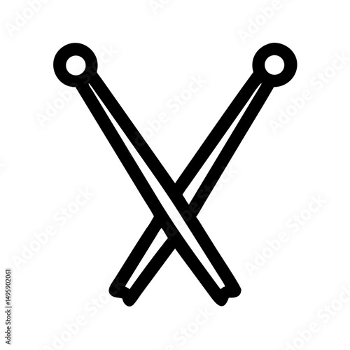 Crisp silhouette of knitting needles on white background, vector cutout design