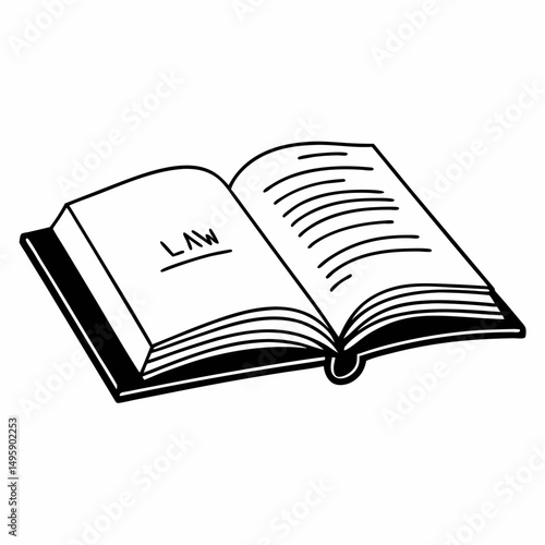 Open law book illustration clean cutout transparent background