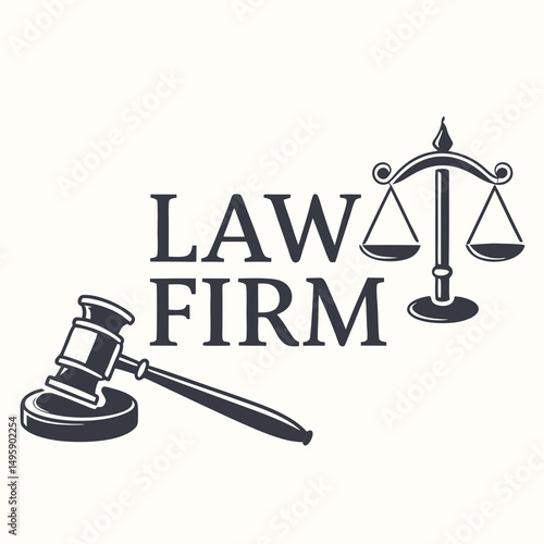 Law firm logo gavel scales justice legal symbol