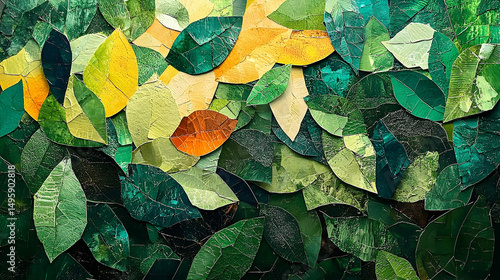 A vibrant mosaic of leaf shapes and colors.