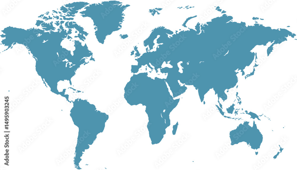 Obraz premium World map. Blue modern vector map. Silhouette map