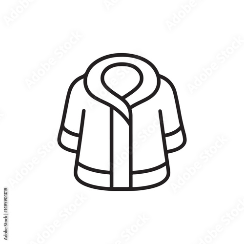 vector illustration of a winter coat with shawl collar, long sleeves, and front opening, ideal for fashion and apparel design.