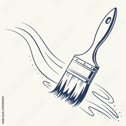 Paintbrush in motion artistic line art design element