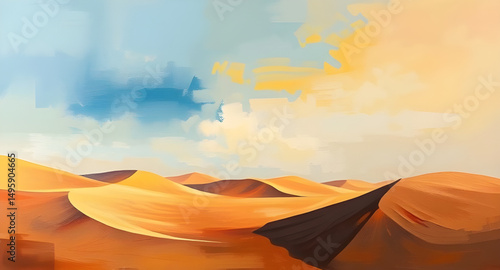 Desert oil painting, Desert landscape painting, Arid landscape art, Sand dunes painting, Desert sunset art, Oilpaint desert scene, Painted desert, Desert canyon art, Rocky desert painting, Desert moun