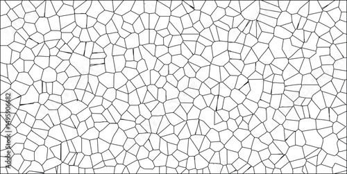 Abstract geometric cell structure pattern with irregular shapes and varying sizes in black and white suitable for backgrounds and design elements