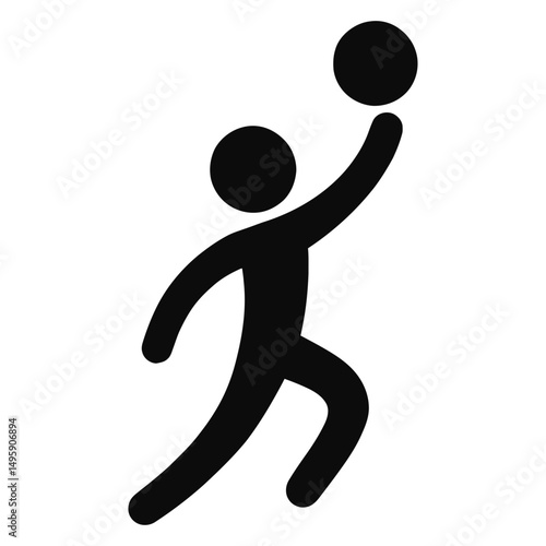  Basketball Icon Vector Showing Player Jumping with Ball