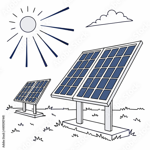 Two solar panels generating clean energy under the sun