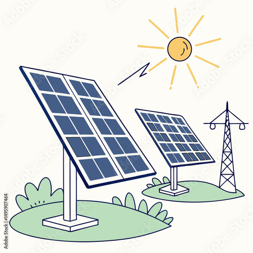 Solar panels generating clean energy sustainable power source
