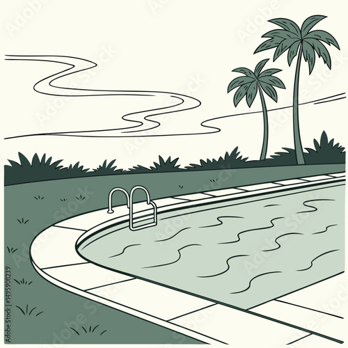Serene poolside paradise tropical getaway summer vacation relaxation