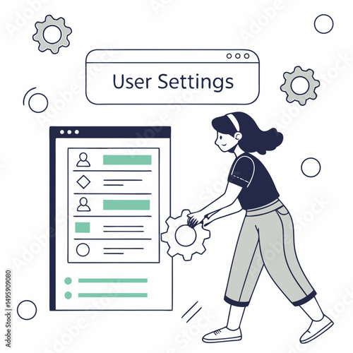 Woman configuring user settings on computer interface