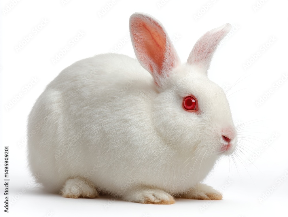 albino white fur red eyes rabbit breed isolated on white albino white fur red eyes rabbit breed isolated on white