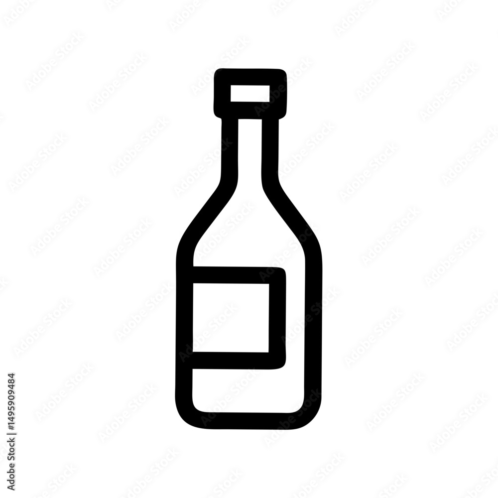 Crisp wine bottle silhouette design on white background, vector cutout Crisp wine bottle silhouette design on white background, vector cutout