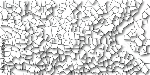 Abstract geometric pattern with a mosaic of irregular polygon shapes and subtle shadowing forming a unique texture in black and white