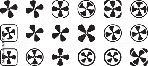 Collection of Black Fan Icons Various Shapes and Sizes