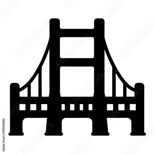 Simplified Silhouette of a Suspension Bridge with Square Openings and Arched Cables