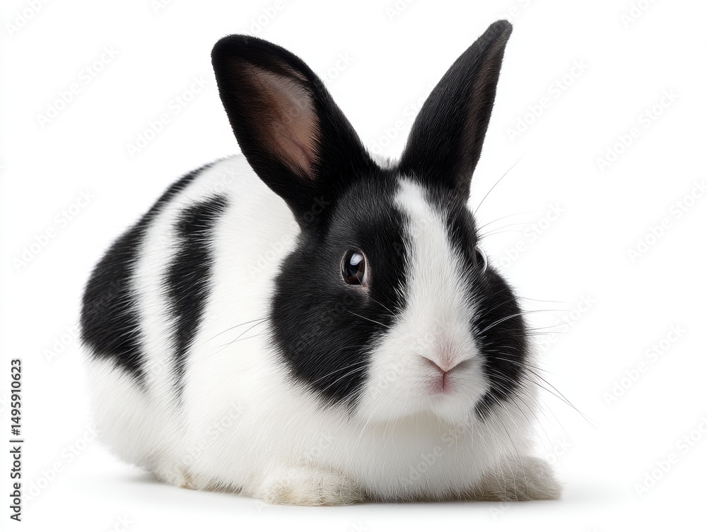 Fototapeta premium dutch black and white pattern rabbit isolated on white