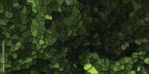 Abstract green mosaic patterned background design seamlessly repeating across various applications with a stained glass style