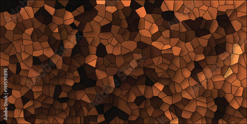 Abstract mosaic background featuring a warm orange and brown color palette with geometric irregular shapes suitable for digital design
