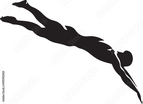 Silhouette of a Diver Performing a Forward Dive