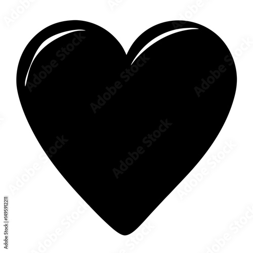 Simple black heart graphic symbol of love and affection illustration