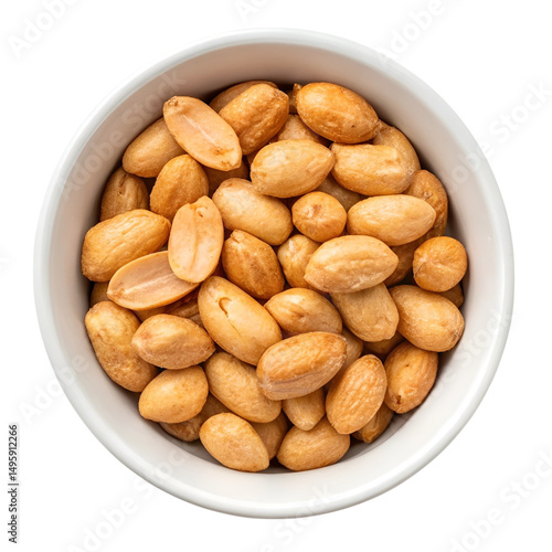 Wallpaper Mural Top view of roasted shelled peanuts served in a simple white ceramic bowl. A healthy snack and natural source of protein, isolated on a transparent background Torontodigital.ca