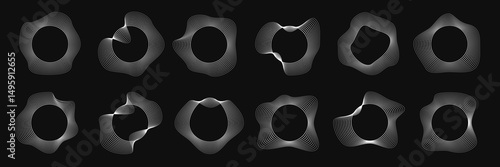 Set of round curved frames with dynamic wavy stripes