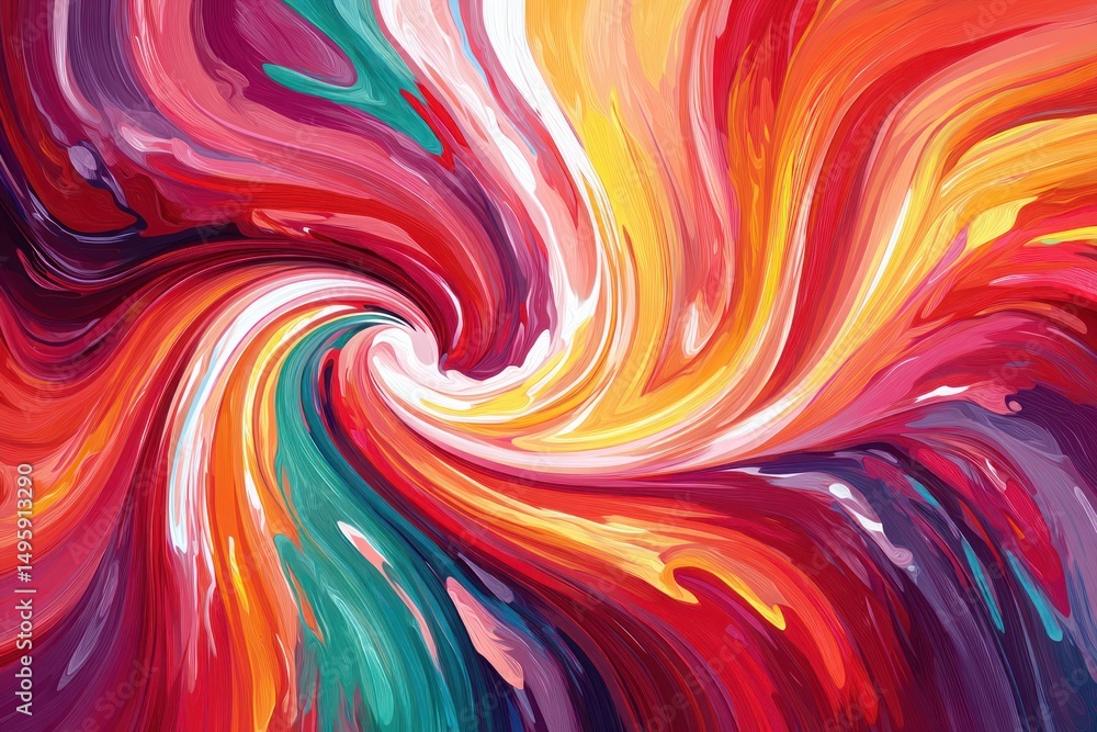 Obraz premium Bright swirls of color blend together, creating an energetic and captivating abstract visual with depth and motion