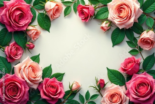 Intricate blooming roses, lush leaves repeat seamlessly , wallpaper, floral, surface pattern