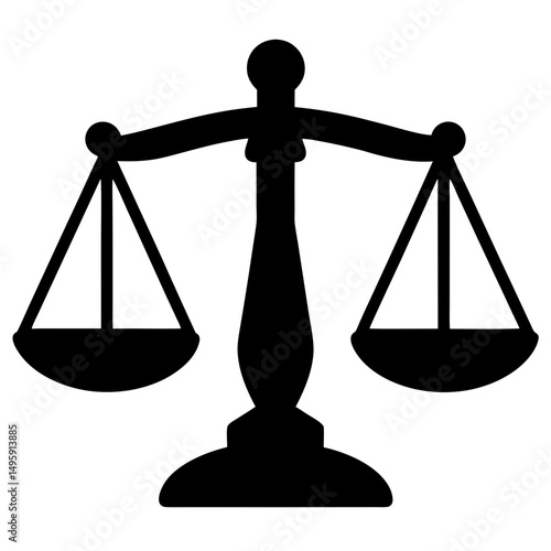 Symbolic depiction of Justice with the Scales in black silhouette design