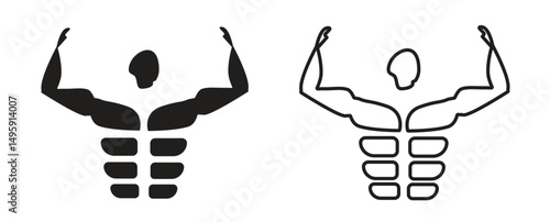muscular bodybuilder vector illustration white background. sport man six pack abs icon