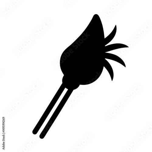 Stylized black silhouette of a feather duster against a white background