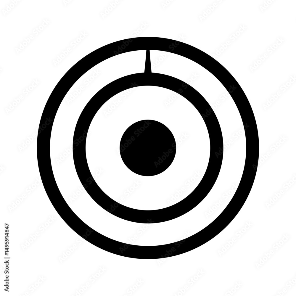 Black and white concentric circles with pointer, suggestive of navigation system Black and white concentric circles with pointer, suggestive of navigation system