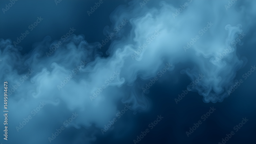 Abstract blue smoke or vapor swirling against a dark blue background concept Abstract blue smoke or vapor swirling against a dark blue background concept