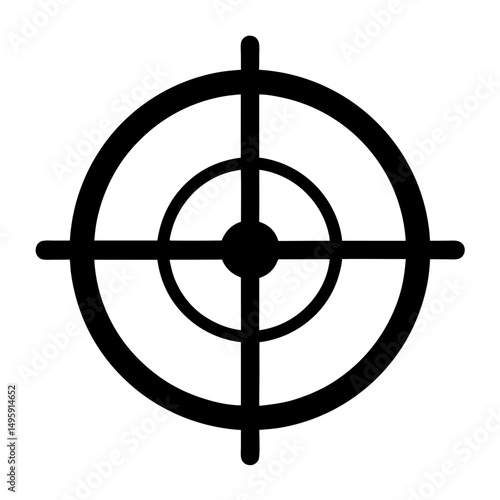 Black and white bullseye target with concentric circles and crosshairs