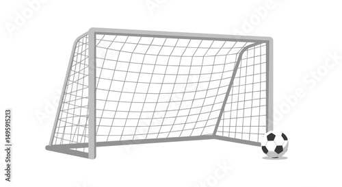Football Championship. Soccer goal with ball in a minimalist style