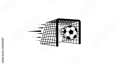 Football Championship. Soccer ball scoring a goal in a net
