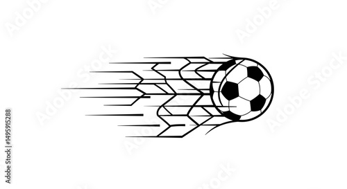 football Championship. Soccer ball in motion with dynamic lines