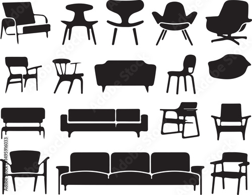 Collection of Mid Century Modern Furniture Silhouettes