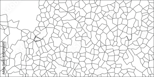 Abstract vector illustration of geometric shapes with complex cellular structure in black and white providing a patterned background