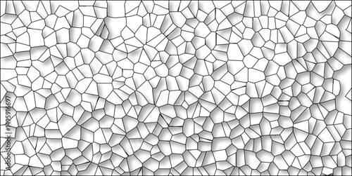 Abstract voronoi diagram pattern with shading and black lines on a white background suitable for textures and geometric design