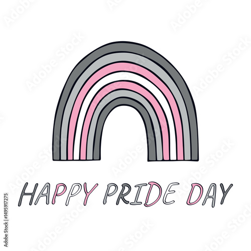 Colorful rainbow shape Demigirl pride flag Happy pride day LGBTQIA community Pride Month Vector hand drawn doodle for posters, stickers, logo, cards